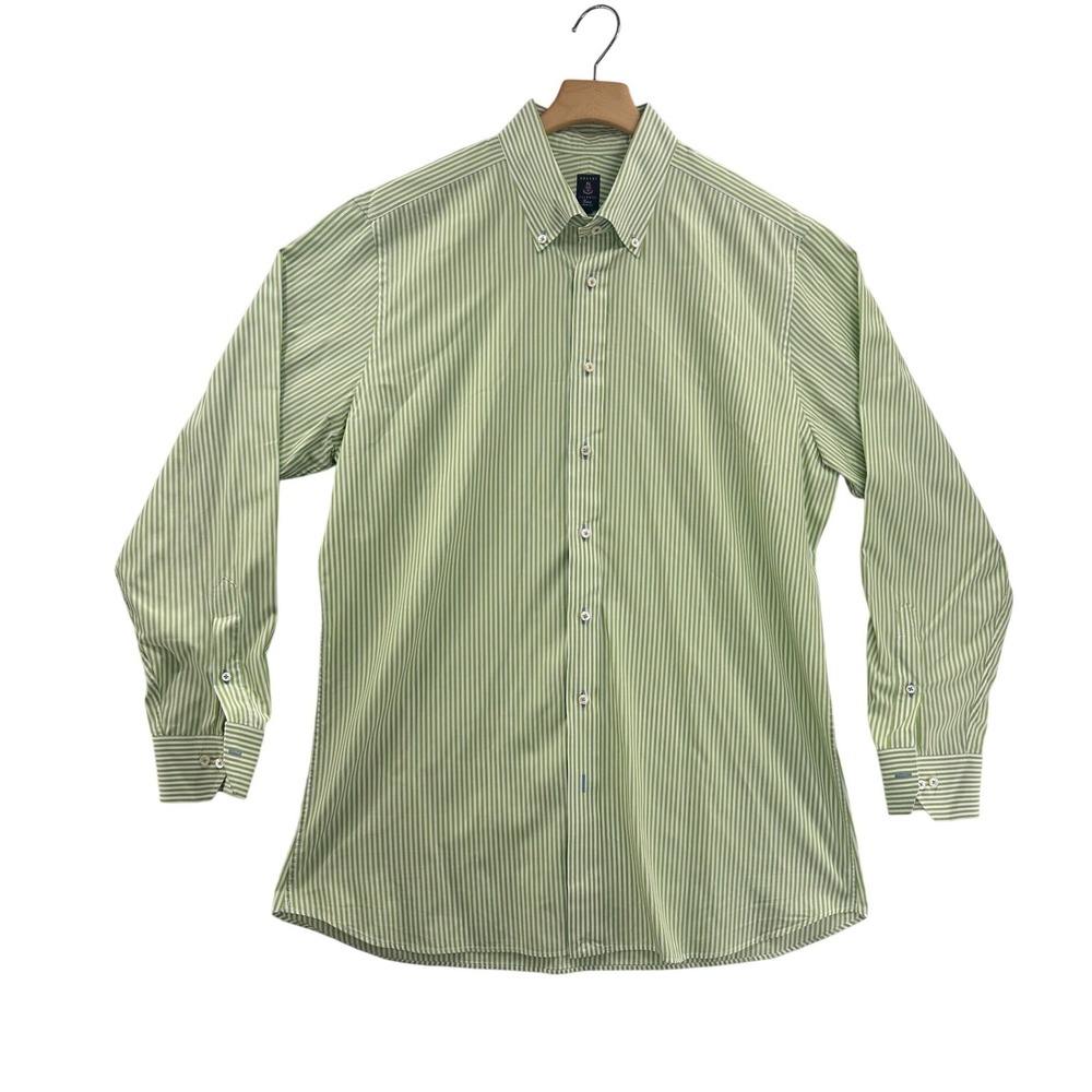 Robert Talbott Estate Trim Fit Men's XXL Green Stripe Button Down Dress Shirt